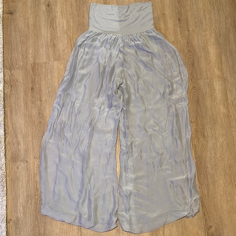 Elegant Light Gray Women's Wide-Leg Pants